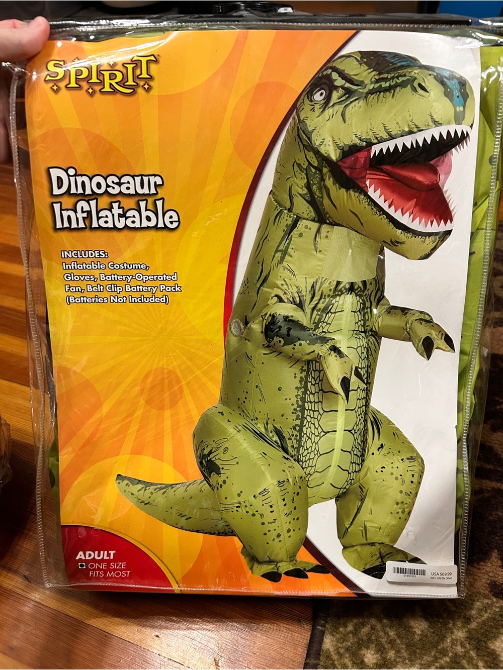 Spirit Halloween Inflatable Green Dinosaur Adult Costume